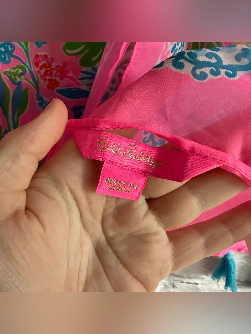 PREOWNED LILLY PULITZER HAVANA PINK CASA JAGUAR PAREO SCARF WRAP COVERUP PINK